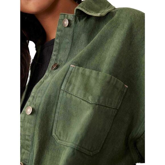 Free People Madison City Twill Jacket in Adventurer Size L. Oversized Utility - Picture 4 of 8